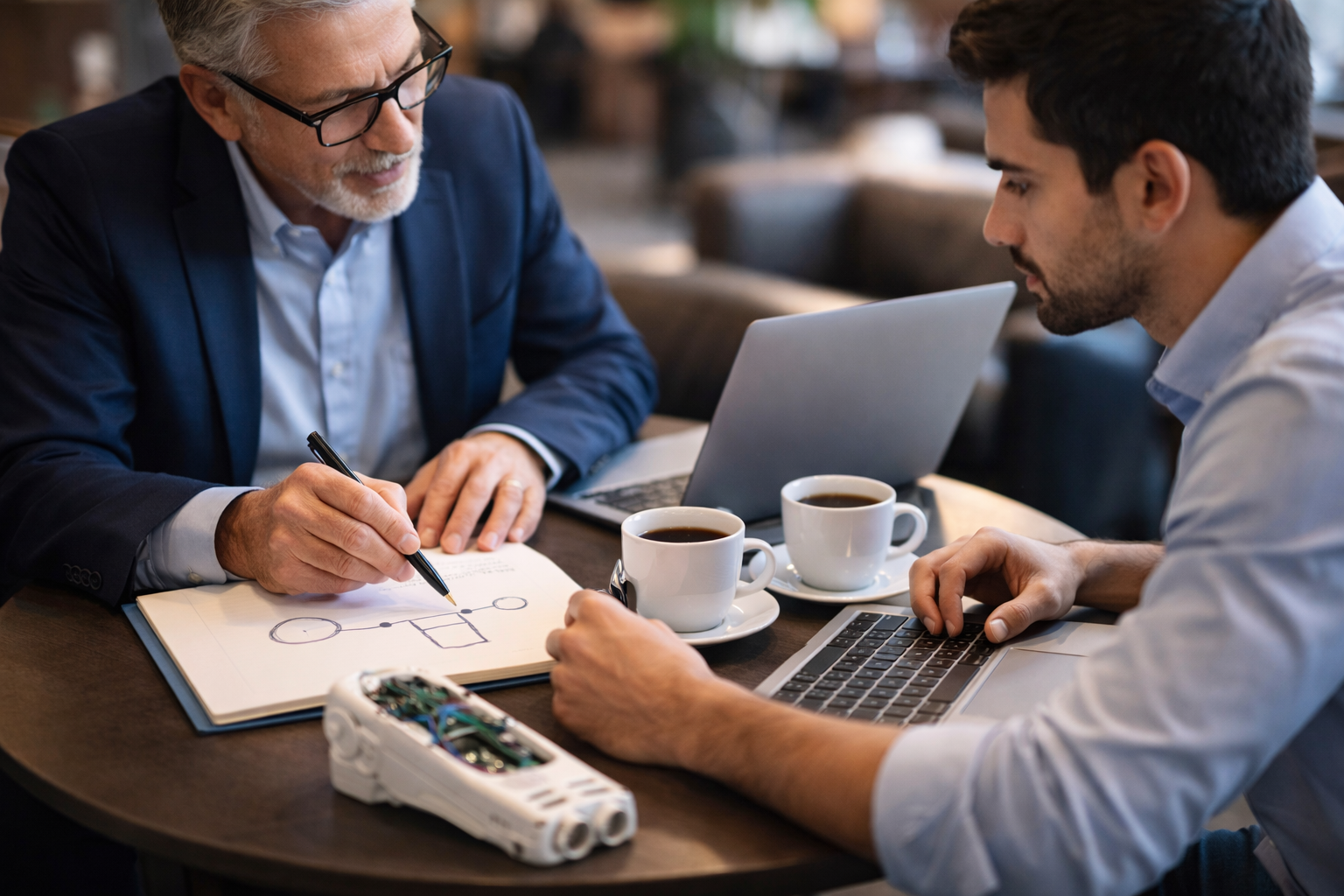 Medtech founder meeting with expert advisor